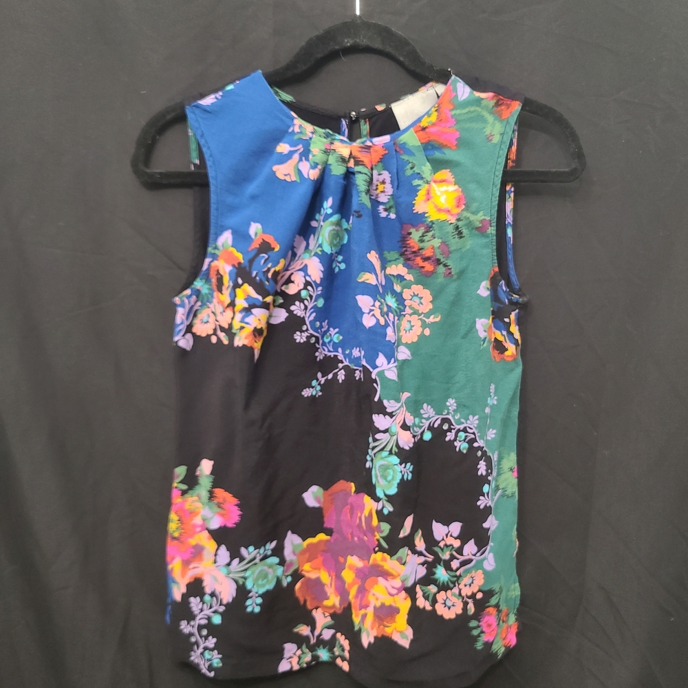 Anthropologie Vibrant Multicolor Floral Sleeveless Blouse
